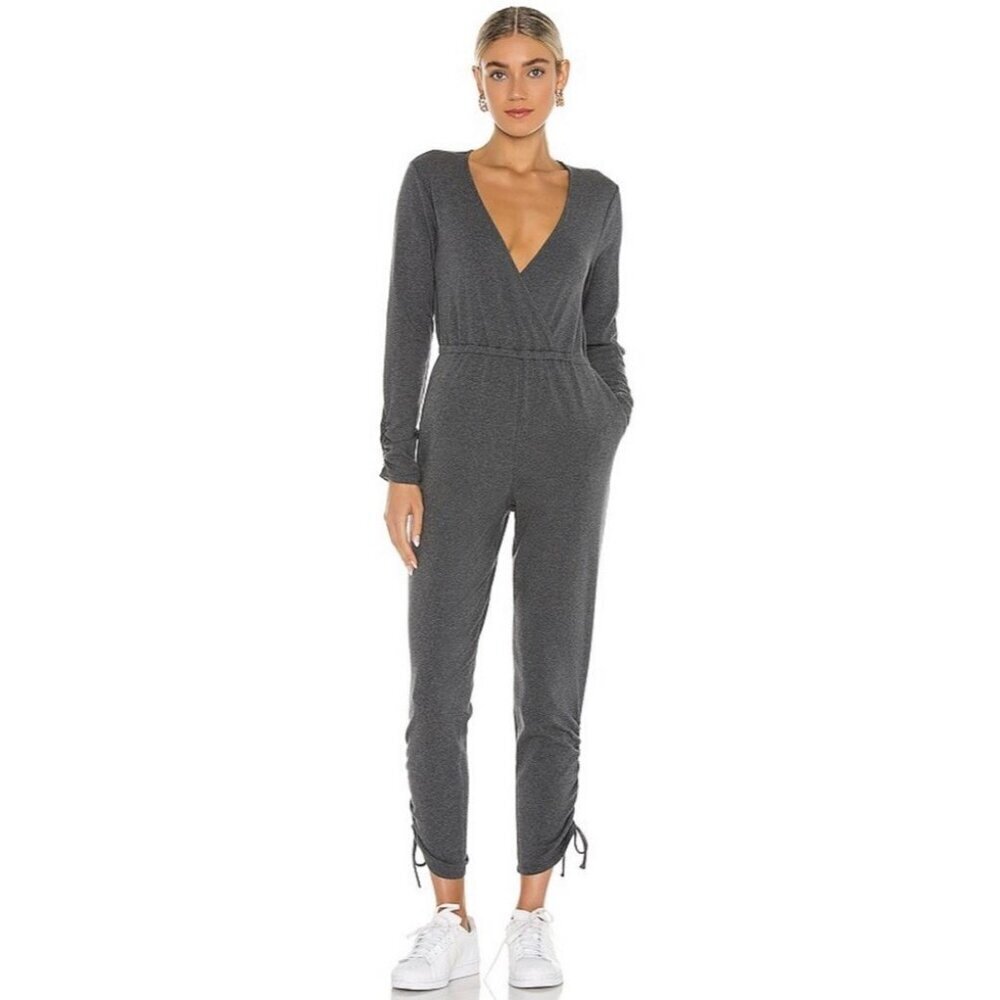 LOVERS + FRIENDS Women’s Gray Long Sleeve Knit Jumpsuit Size Medium